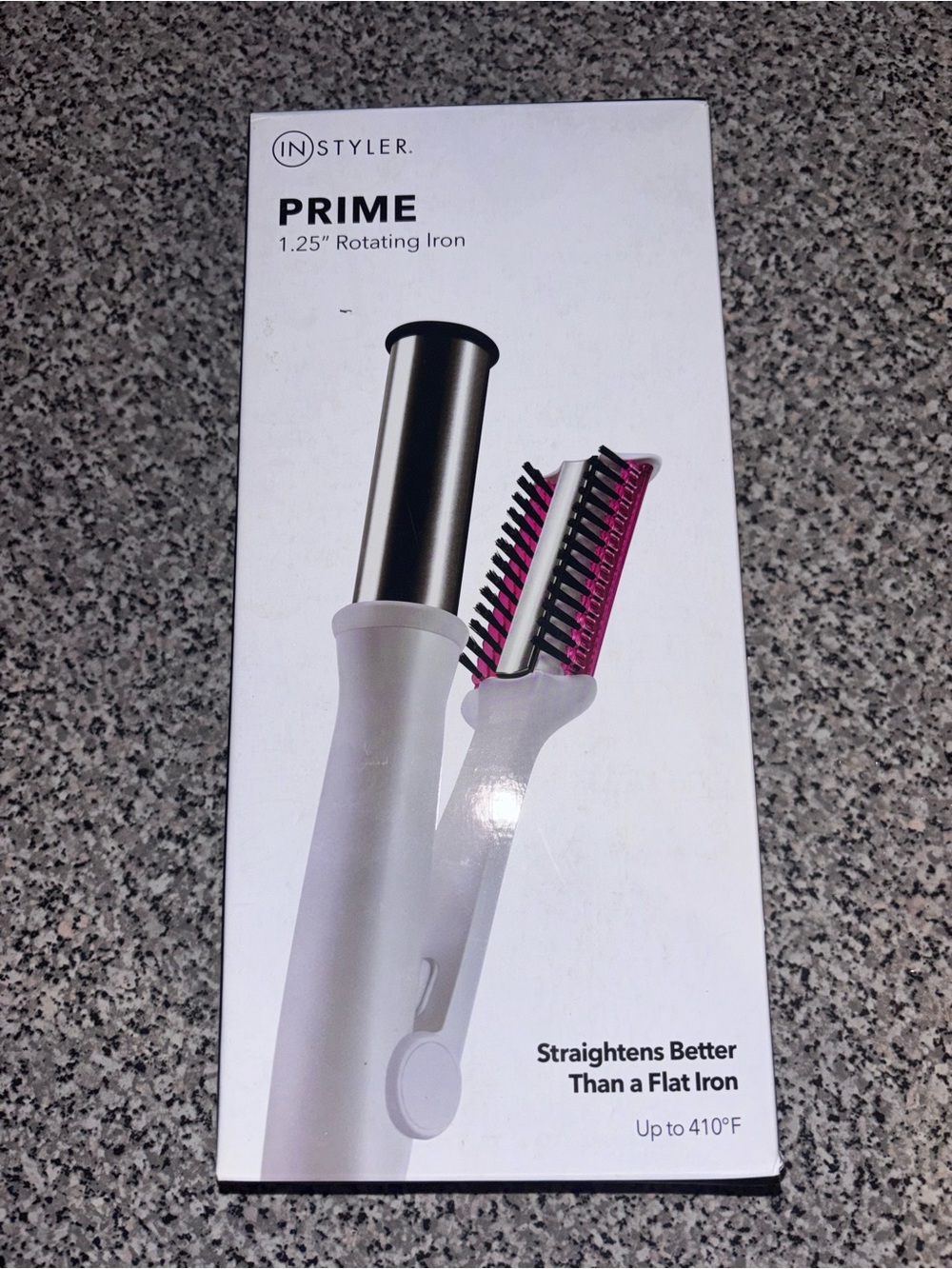 InStyler PRIME 1.25" Rotating Iron – White with Pink Bristles